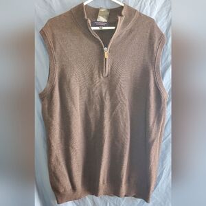 Roundtree & Yorke Brown Zip Up Sweater Vest, XLT, mens Tall